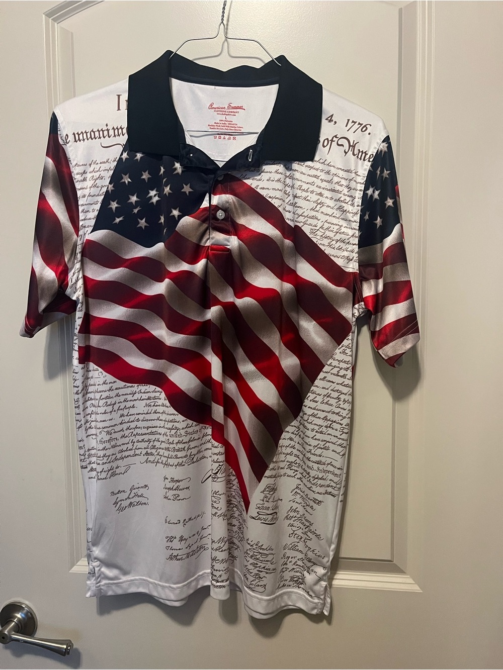 American Flag Print Men's Polo Shirt - Red, White & Blue